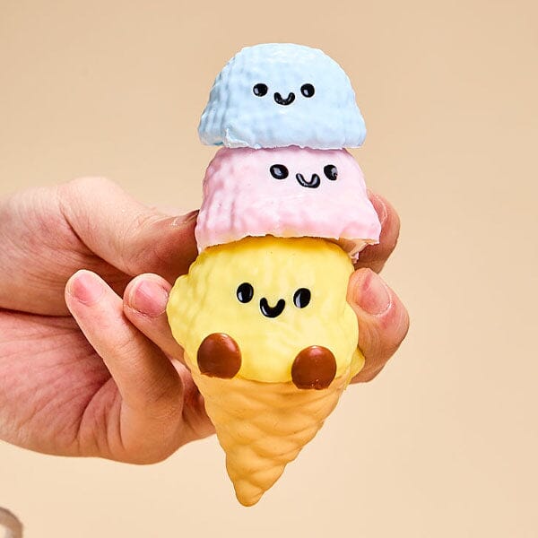 SqueezeSquad Taba Deluxe Premium Silicone Squishy Fidget Toy - Triple Ice Cream Cone Simple Exclusive 