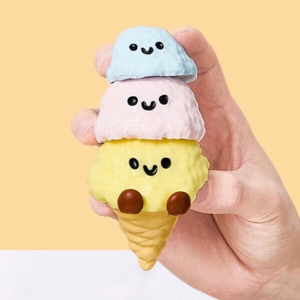 SqueezeSquad Taba Deluxe Premium Silicone Squishy Fidget Toy - Triple Ice Cream Cone Simple Exclusive 