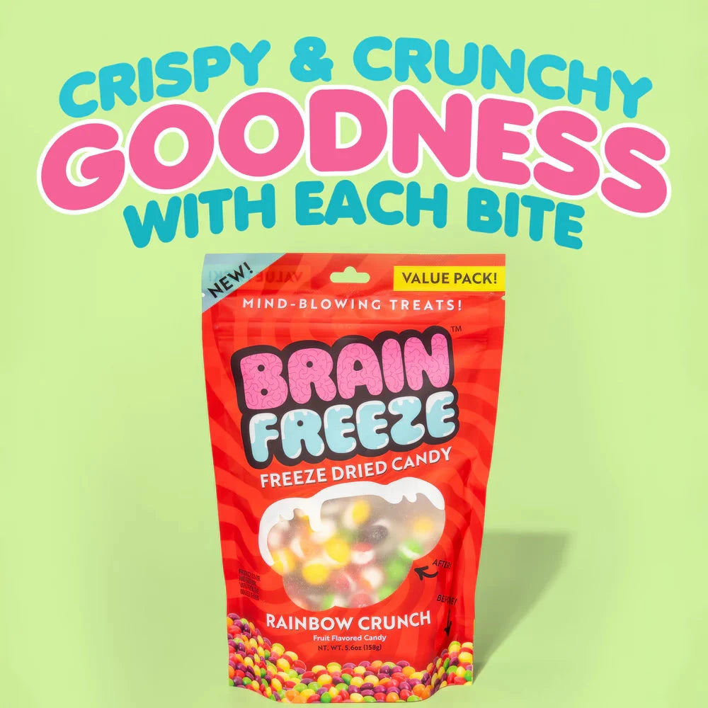Brain Freeze: Rainbow Crunch Freeze-Dried Candy Simple Warheads 