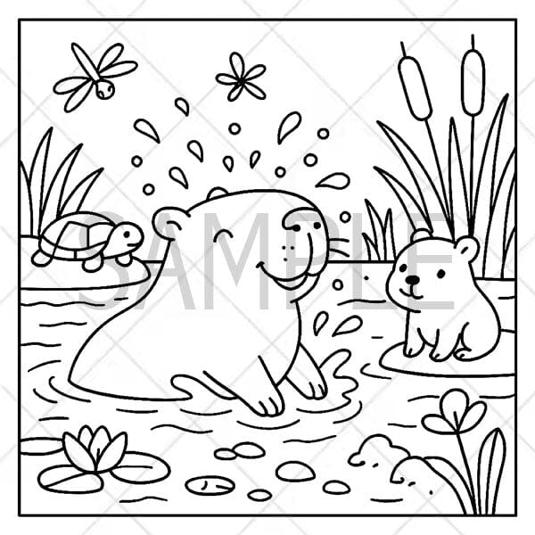 "Cuddly Capybaras" Cute Coloring Book for Adults and Teens By Kari Jun ...