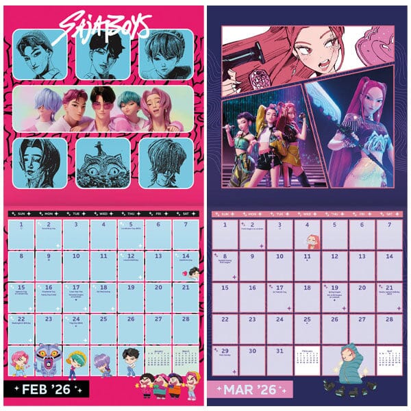 KPop Demon Hunters 2026 16-Month Full Page Wall Calendar (1pc) Simple KPop Demon Hunters 