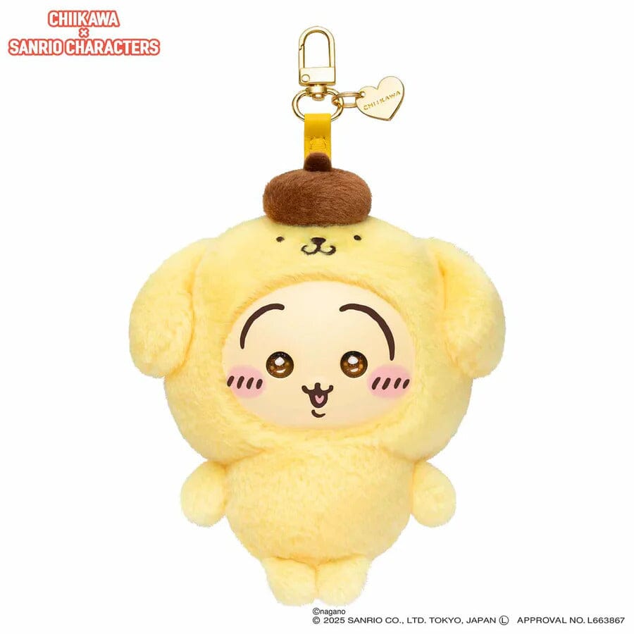 Chiikawa Kiramekko PomPom Purin × Hello Kitty Plush Keychain Simple Exclusive 