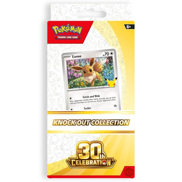 Pokémon TCG: 30th Anniversary Celebration Knock Out Collection (2 Booster Packs + Eevee Foil Card) Simple Pokémon 
