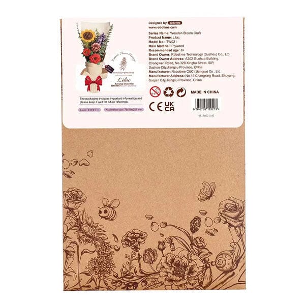 Rowood Lilac Flower Wooden Bloom Craft DIY Kit (154pc) Simple Rolife 