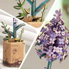 Rowood Lilac Flower Wooden Bloom Craft DIY Kit (154pc) Simple Rolife 