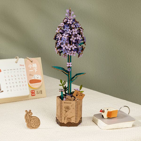 Rowood Lilac Flower Wooden Bloom Craft DIY Kit (154pc) Simple Rolife 
