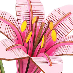Rowood Pink Lily Flower Wooden Bloom Craft DIY Kit (73pc)