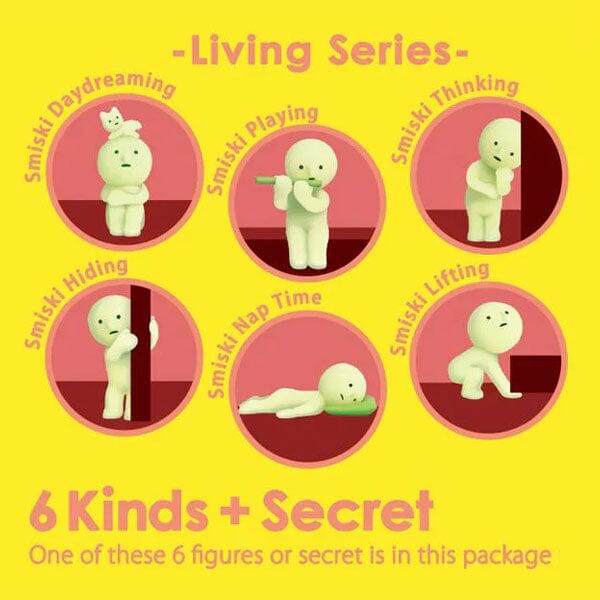 Smiski Living Series Collectible Glow in the Dark Figurine Blind Box (1pc) Simple Smiski 