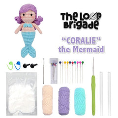 The LOOP Brigade: DIY Crochet Plush Toy Complete Kit For Beginners - Coralie the Mermaid Simple Exclusive 