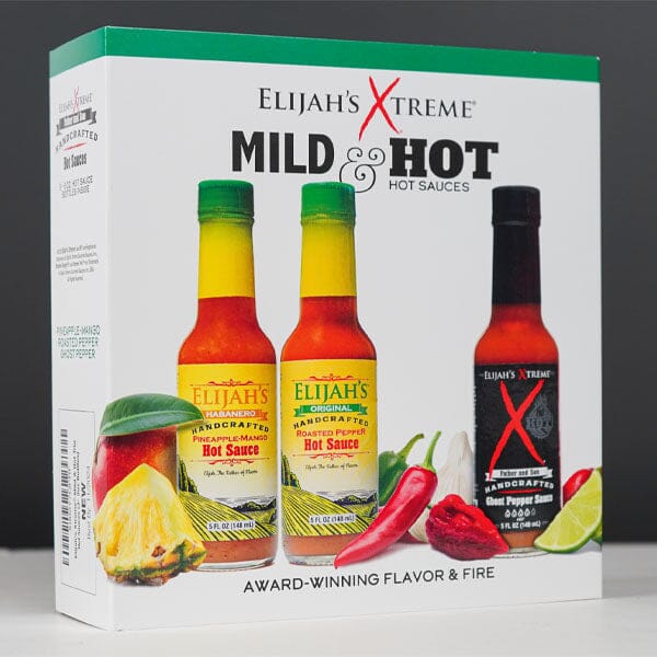 Elijah's Xtreme Mild & Hot Trio Sauce Gift Set (3 x 5 fl.oz.)