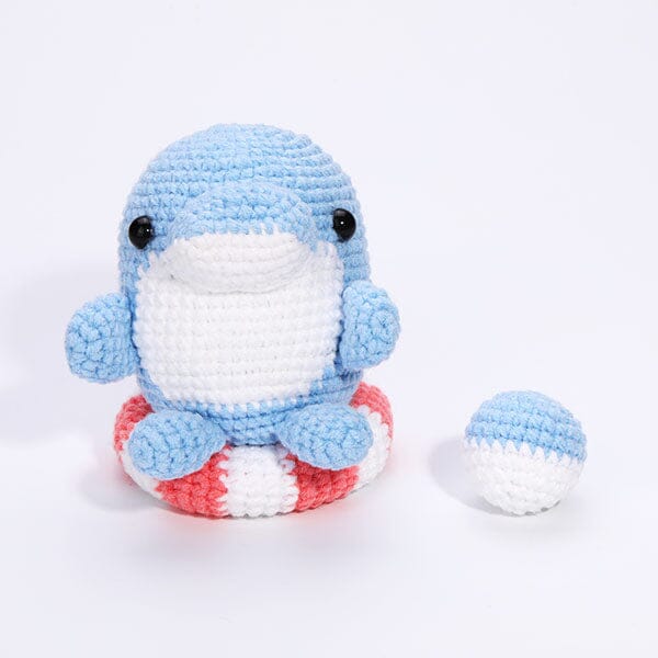 The LOOP Brigade: DIY Mini Crochet Plush Toy Complete Kit For Beginners - Moby the Dolphin Simple Exclusive 