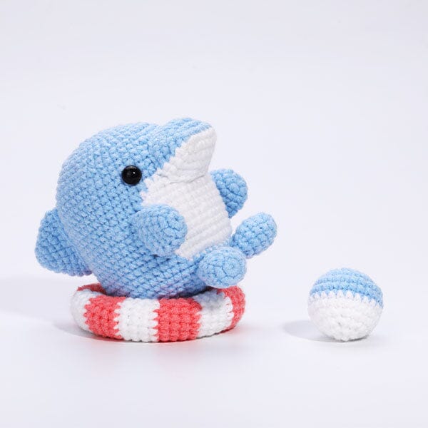 The LOOP Brigade: DIY Mini Crochet Plush Toy Complete Kit For Beginners - Moby the Dolphin Simple Exclusive 