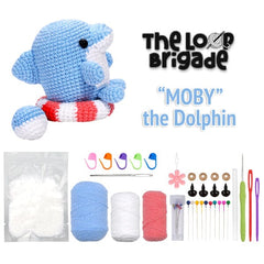 The LOOP Brigade: DIY Mini Crochet Plush Toy Complete Kit For Beginners - Moby the Dolphin Simple Exclusive 