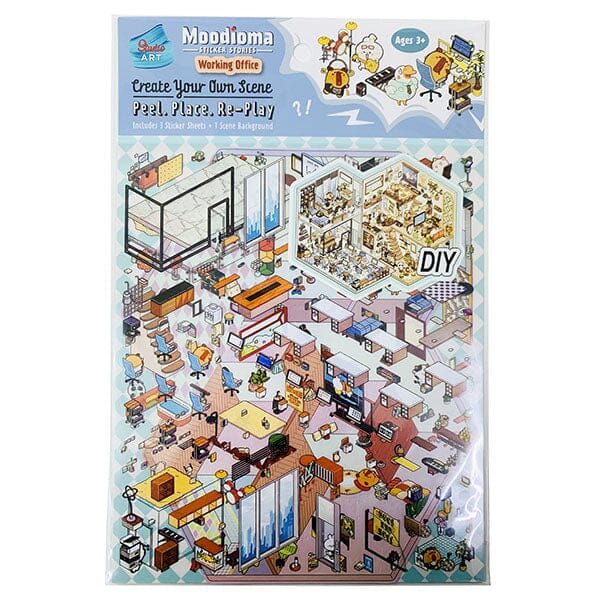 Studio Art Moodioma Kawaii Sticker Story Scene Kit (2 Sticker Sheets + Background Card) Multiple Styles Simple Studio Art 