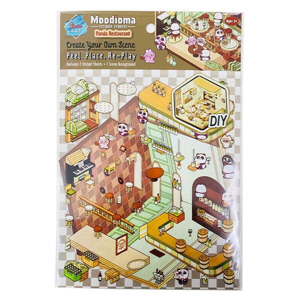 Studio Art Moodioma Kawaii Sticker Story Scene Kit (2 Sticker Sheets + Background Card) Multiple Styles Simple Studio Art 