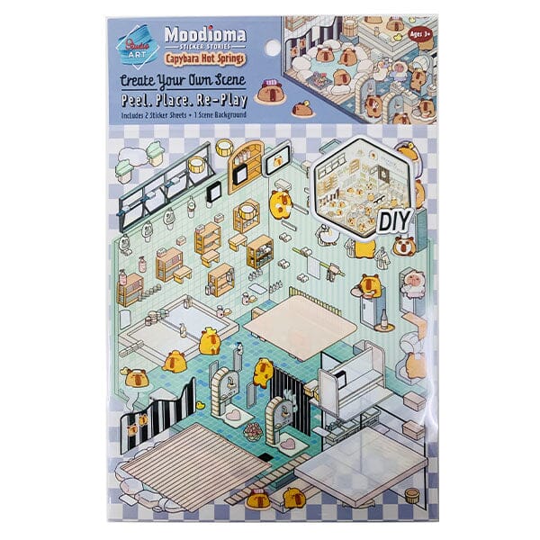 Studio Art Moodioma Kawaii Sticker Story Scene Kit (2 Sticker Sheets + Background Card) Multiple Styles Simple Studio Art 