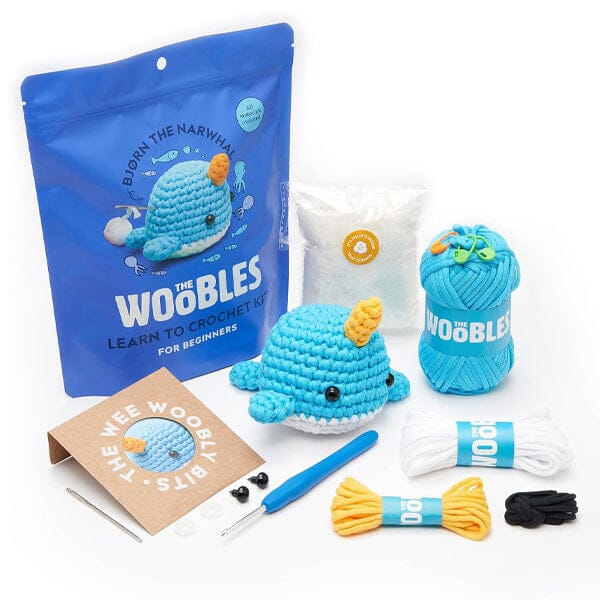 Woobles DIY Mini Crochet Plush Toy Complete Kit (Multiple Styles) Simple magazineracksdirect Bjorn the Narwhal 