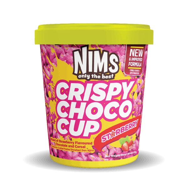 NIMS Crispy Choco Cup Chocolate Cereal Grab-And-Go Snack (60g) Multiple Flavors Simple NIMS Starberry w/ Strawberry Chocolate 