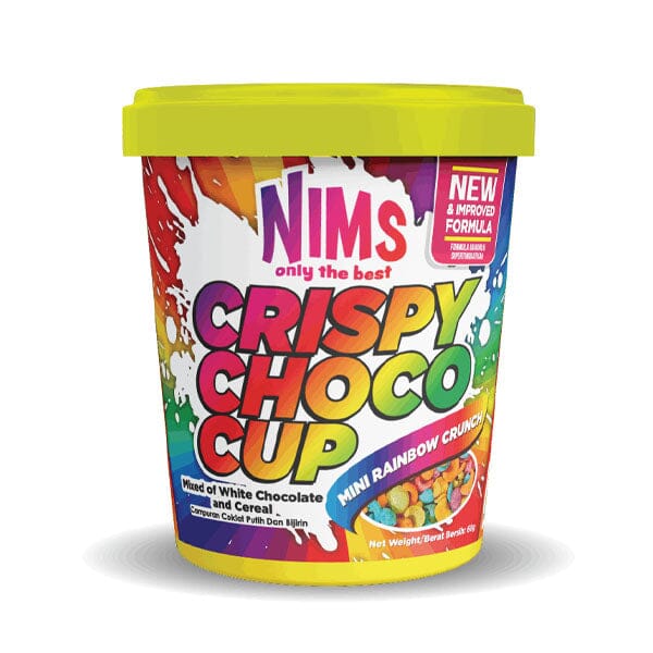 NIMS Crispy Choco Cup Chocolate Cereal Grab-And-Go Snack (60g) Multiple Flavors Simple NIMS Mini Rainbow Crunch w/ White Chocolate 