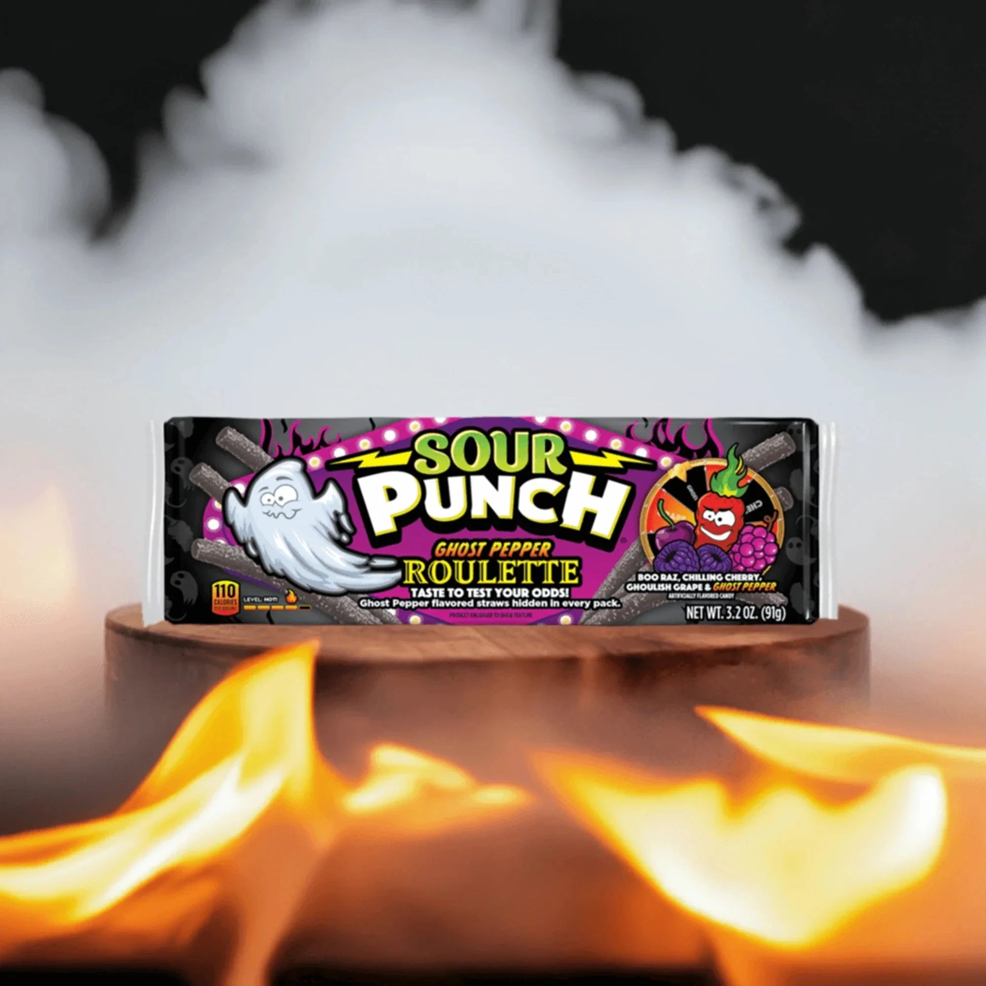 Sour Punch Ghost Pepper Roulette Straws 3.2oz Tray Simple Raindrops 