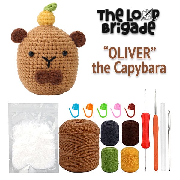 The LOOP Brigade: DIY Mini Crochet Plush Toy Complete Kit For Beginners (Multiple Characters) Preorder magazineracksdirect Oliver the Capybara 