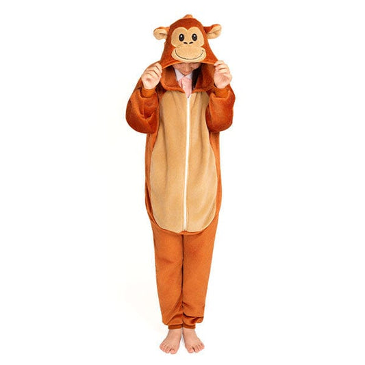 Cozy Cuddler Monkey Flannel Onesie For Adults & Kids (1pc) Multiple Sizes Simple Cozy Cuddler XXS (Suitable For 4'1" - 4'5") 