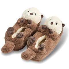 Plush Otter Slippers Unisex Rubber Sole Shoe (1 Pair) One-Size-Fits-Most Simple Exclusive 
