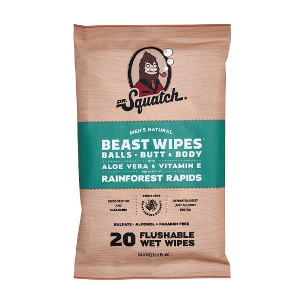 Dr. Squatch® All-Natural Flushable Beast Wipes For Men (20pk) Simple magazineracksdirect 