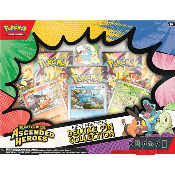Pokémon TCG: Mega Evolution ME2.5 Ascended Heroes First Partners Deluxe Pin Collection (50 Cards + Enamel Pin) Ships Assorted Simple Pokémon 
