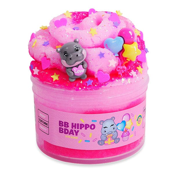 PeachyBbies Novelty Slime Fidget Putty (7oz Jar) "BB Hippo Bday" Icee Slime Simple PeachyBbies 
