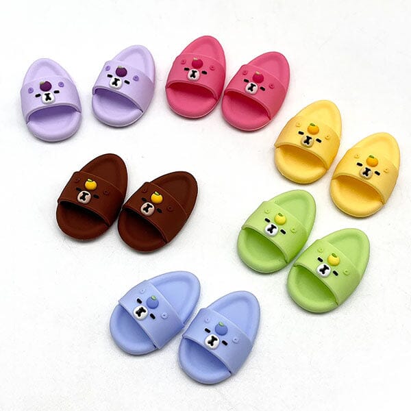 Mini Cartoon Slides Sandals For Plush Dolls (1pc) Multiple Styles - Petite Threads Simple Exclusive Capybara Slides (Assorted Color) 