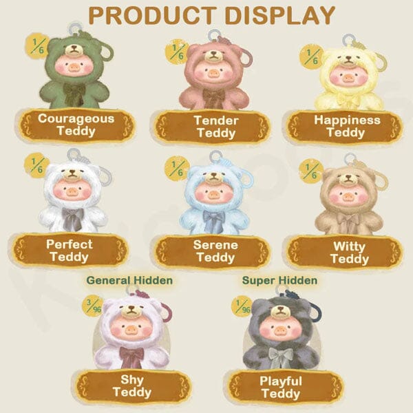 TOYZERO+ x Lulu The Piggy: Vintage Teddy Shop Series Plush Keychain Blind Box (1pc) Simple TOYZEROPLUS 