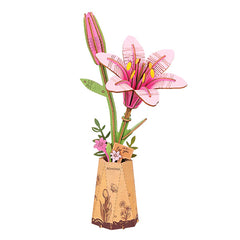 Rowood Pink Lily Flower Wooden Bloom Craft DIY Kit (73pc)