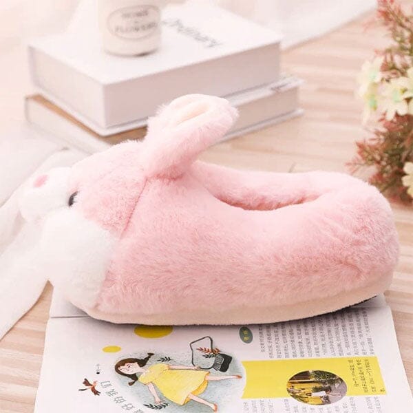 Fluffy Pink Bunny Plush Slippers | As Seen On Social Simple Showcase 