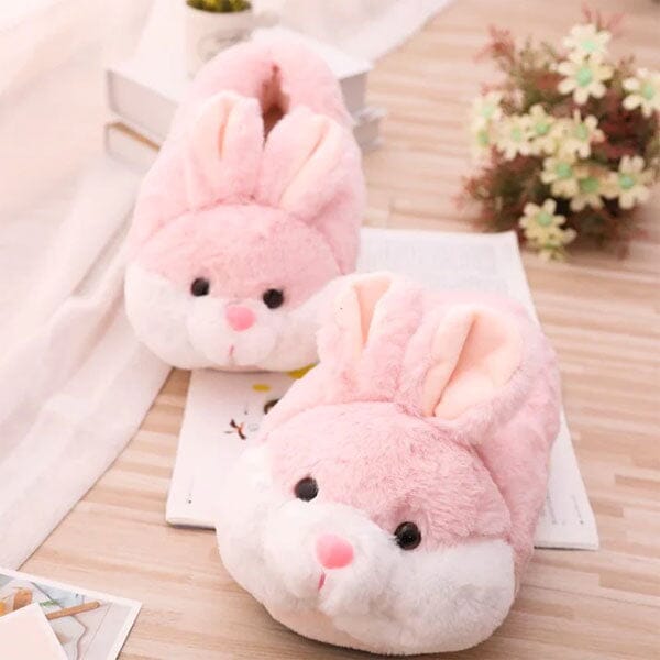 Fluffy Pink Bunny Plush Slippers | As Seen On Social Simple Showcase 