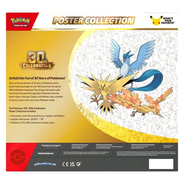 Pokémon TCG: 30th Anniversary Celebration Poster Collection (3 Booster Packs + Giant Poster) Simple Pokémon 