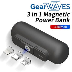 GearWaves: Mini Magnetic 3-in-1 Portable Device Charger Power Bank Simple magazineracksdirect 