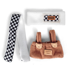 Outfit: Brown Pants & Checkered Scarf for Dolls - Petite Threads Simple Exclusive 
