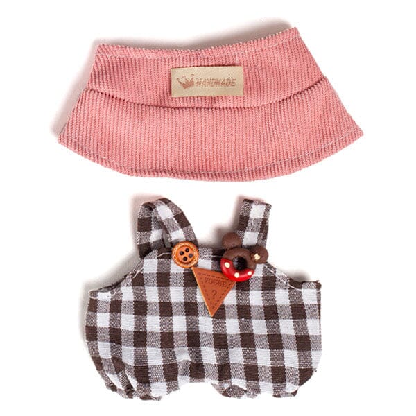Outfit: “Country Cutie” Checkered Overalls & Gingham Hat for Dolls - Petite Threads Simple Exclusive 