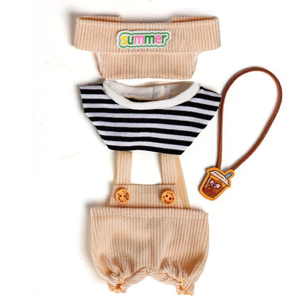 Outfit: Tan Corduroy Overalls & Visor for Dolls - Petite Threads Simple Exclusive 