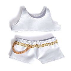 Outfit: White Cropped Top & Shorts Set for Dolls - Petite Threads Simple Exclusive 