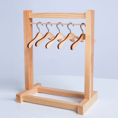 Wooden Clothing Rack For Dolls (Includes 5 Hangers) - Petite Threads Simple Exclusive 