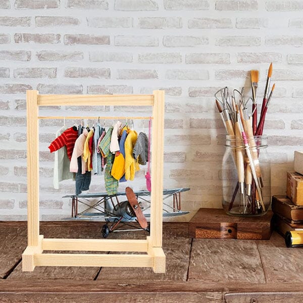 Wooden Clothing Rack For Dolls (Includes 5 Hangers) - Petite Threads Simple Exclusive 