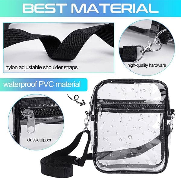 Clear Nylon Crossbody Bag | Adjustable Shoulder Strap Simple magazineracksdirect 