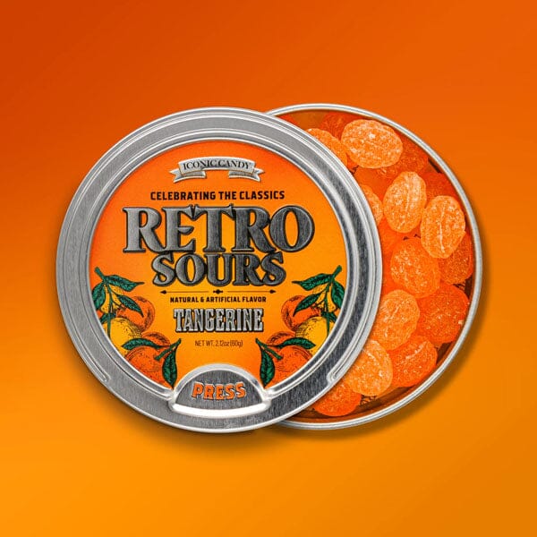 Iconic Candy Retro Sours Tin (60g) Multiple Flavors Simple Retro Sours Tangerine 