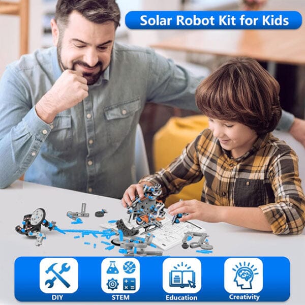 BrainyBotz 13-in-1 DIY Robot Solar-Powered Smart STEM Building & Programming Kit (190pc) Simple Exclusive 