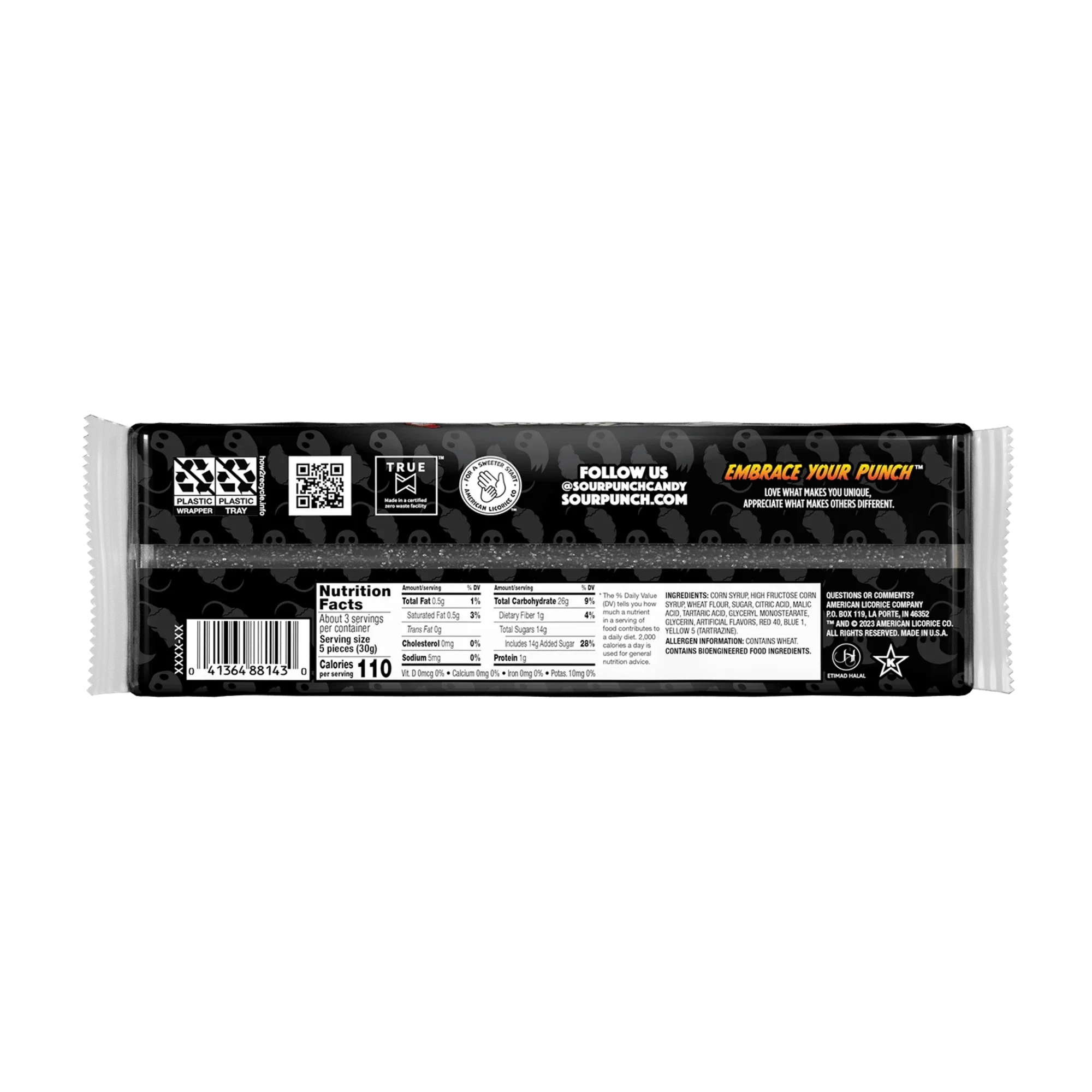 Sour Punch Ghost Pepper Roulette Straws 3.2oz Tray Simple Raindrops 