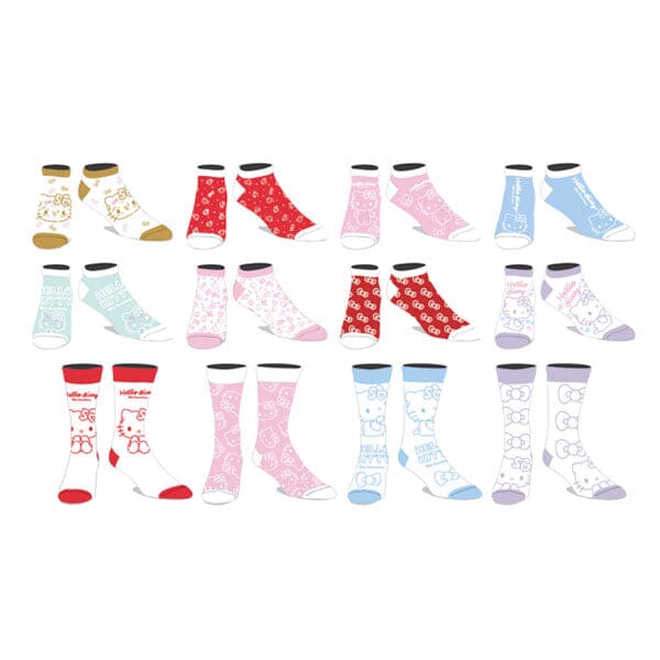 Hello Kitty Sanrio 50th Anniversary 12 Days of Socks Mystery Box "magazineracksdirect Exclusive" Simple magazineracksdirect 