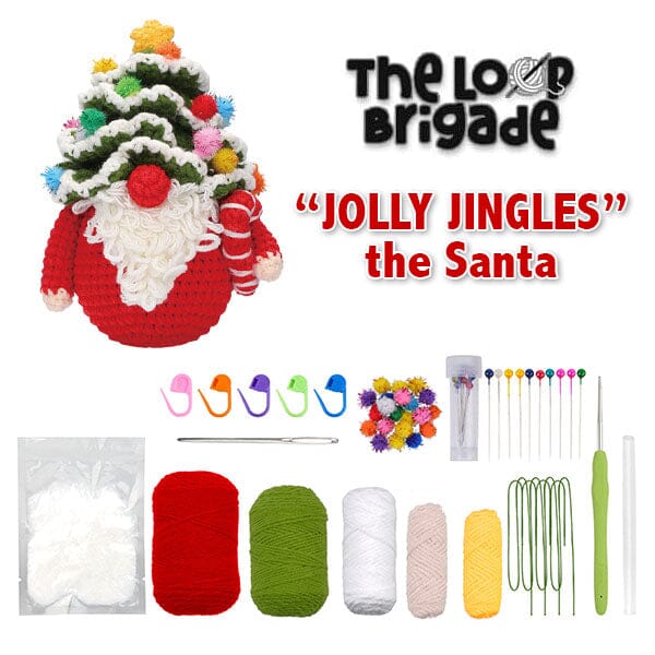 The LOOP Brigade: DIY Crochet Plush Toy Complete Kit For Beginners - Jolly Jingles the Santa Claus Simple Exclusive 