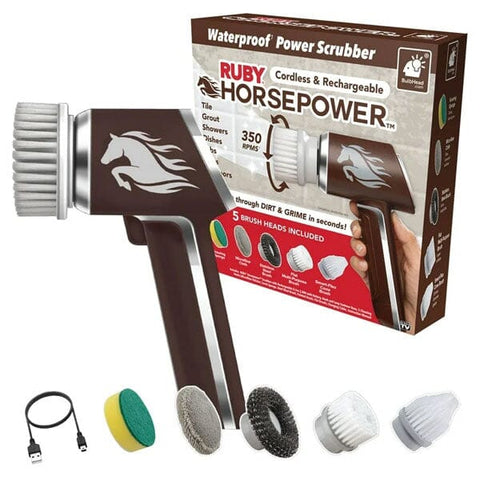 Ruby Horsepower Handheld Cordless Rechargeable Spinning Power Scrubber